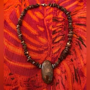 Brownish red jasper handmade necklace 16”